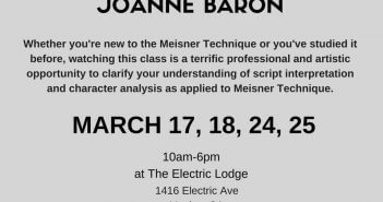 Joanne Baron Presents Meisner Acting Seminar Joanne Baron Masterclass banner